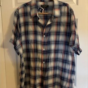 Brand New Men’s Button Down Shirt Blue plaid XXL